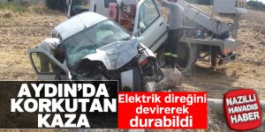 Otomobil elektrik direğine çarptı: 2 yaralı